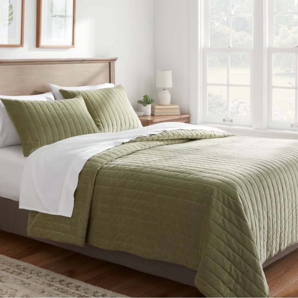 Threshold green velvet quilt comforter queen